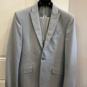 Express Light Gray/blue Men's Slim Suit